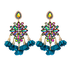 Bohemian Colorful Diamond Flower Earrings - Personality Women's Accessories