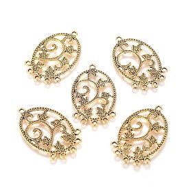Liens de composants en alliage de lustre de style tibétain, ovale avec des feuilles
