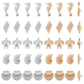 40шт. 10 стили 1-отверстие пуговицы из сплава на хвостовике