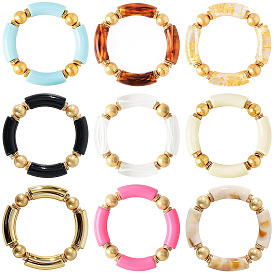 Модные женские массивные изогнутые акриловые трубчатые бусины растягивающиеся браслеты