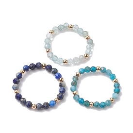 Lapis lazuli/apatite naturel avec bagues en perles tressées en verre