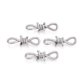 304 Stainless Steel Barbed Wire Links, Knot Connector Charms, Non-Tarnish