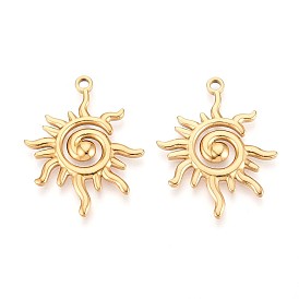 304 подвески из нержавеющей стали, очарование солнца, ионное покрытие (ip), реальный 18 k позолоченный