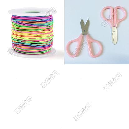 Cordon élastique rond en polyester, cordon élastique réglable, avec des ciseaux en acier inoxydable