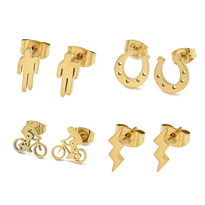 304 из нержавеющей стали серьги, золотые