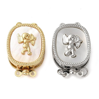 Латунь с застежками из натуральной ракушки, без кадмия, без никеля и без свинца, прямоугольник с узором ангела, 2 нитей, 4-луночное