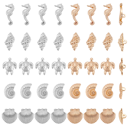 40шт. 10 стили 1-отверстие пуговицы из сплава на хвостовике