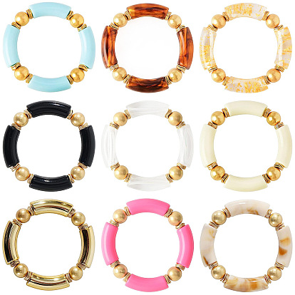 Модные женские массивные изогнутые акриловые трубчатые бусины растягивающиеся браслеты