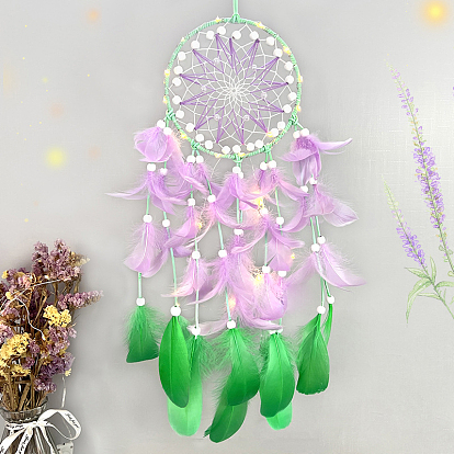 Тканая сетка/паутина с ловцами солнца из перьев, подвесные подвесные украшения