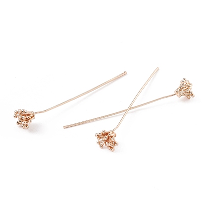 Brass Flower Head Pins, Vintage Decorative for Hair DIY Accessory