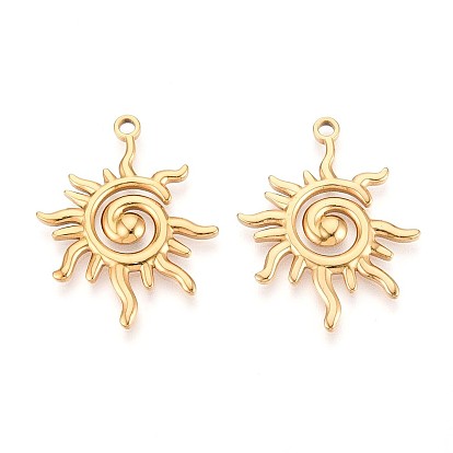 304 подвески из нержавеющей стали, очарование солнца, ионное покрытие (ip), реальный 18 k позолоченный