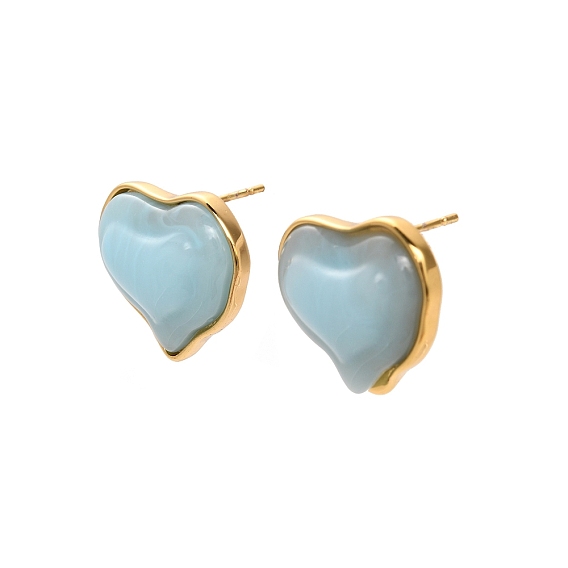 304 серьги-гвоздики из пластика и нержавеющей стали, сердце