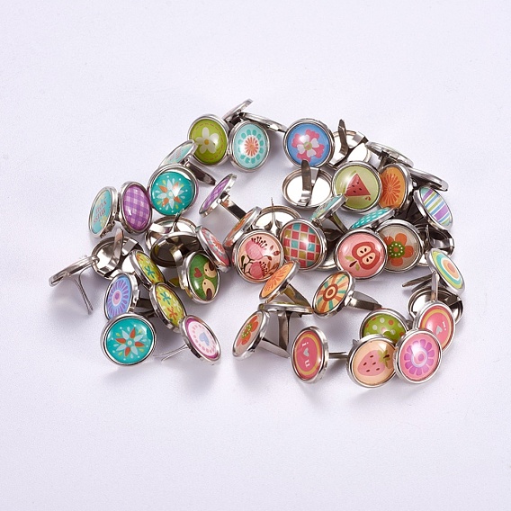 Iron Brads, with Epoxy Resin, For Scrapbooking, Photo Album, DIY Paper Cards Decoration