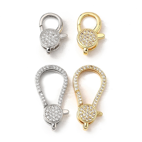 Застежки-клешни из прозрачной латуни с кубическим цирконием, без кадмия, без никеля и без свинца, плоско-круглые