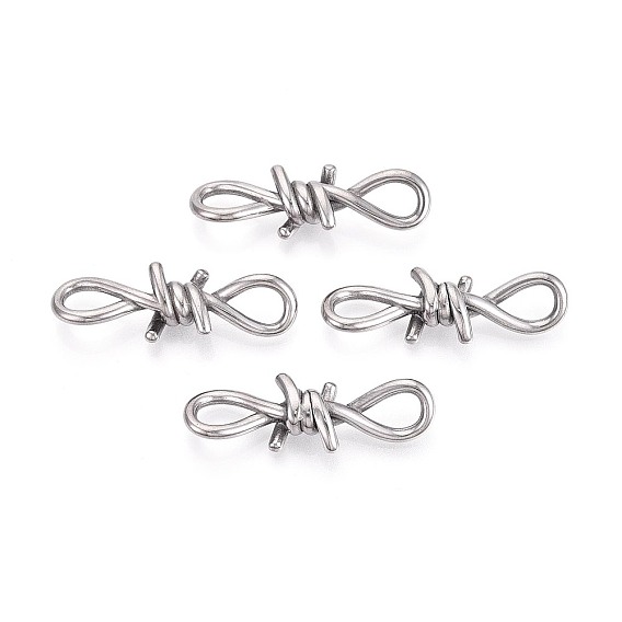 304 Stainless Steel Barbed Wire Links, Knot Connector Charms, Non-Tarnish