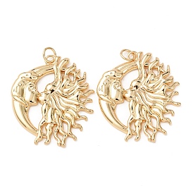 Латунные подвески, Вс & луна, без кадмия и без свинца, стойки покрытие, долговечный, с целью перехода в кольце