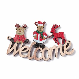 Christmas Decoration Wooden Door Plate, Wood Big Pendants for Door Hanging, Word Welcome with Reindeer/Stag