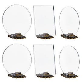 PandaHall Elite Cellulose Acetate Photo Frame Stand, Home Display Decorations, with Flower Alloy Bases, Rectangle & Oval & Flat Round
