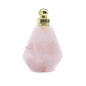 Natural & Synthetic Gemstone Perfume Bottle Perfume Bottle Pendants, with Alloy Findings, for Essential Oil, Perfume, Polygon Bottle