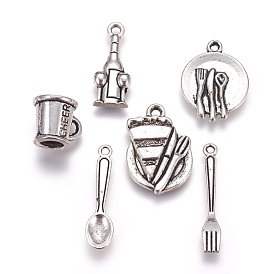 Tibetan Style Alloy Pendants, Tableware Theme, Mixed Shapes