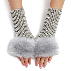 Plush Acrylic Fibers Knitting Fingerless Gloves, Arm Warmer, Winter Warm Gloves with Thumb Hole