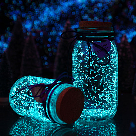 Luminous Glass Wishing Bottle, Glow in The Dark, Starry Sky Origami Star Jar Drifting Bottle for Home Bedroom Desktop Ornaments