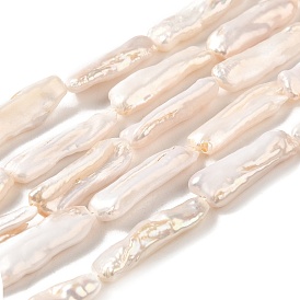 Natural Baroque Pearl Keshi Pearl Beads Strands, Cultured Freshwater Pearl, Grade A+, Rectangle