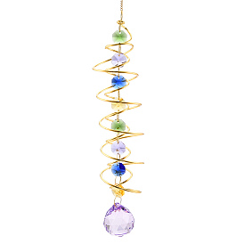 K9 Glass Teardrop Suncatchers, Iron Spiral Wire Wrap Hanging Ornaments Home Garden Decoration