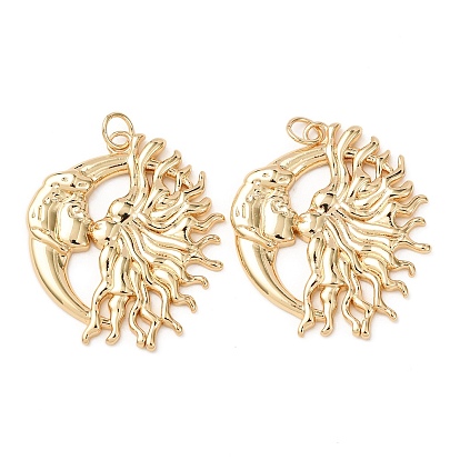 Латунные подвески, Вс & луна, без кадмия и без свинца, стойки покрытие, долговечный, с целью перехода в кольце