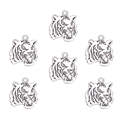 Tibetan Style Alloy Tiger Head Pendants