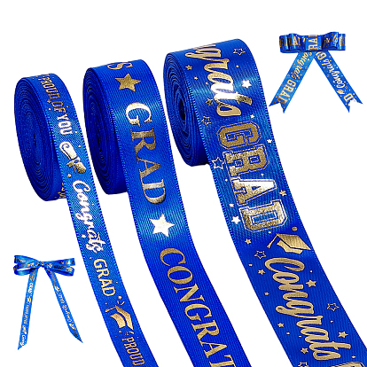 3Rolls 3 Styles Graduation Season Polyester Ribbon, Word, for Gift Packaging