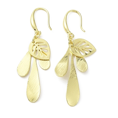 Rack Plating Brass Leaf Dnagle Earrings, Long-Lasting Plated