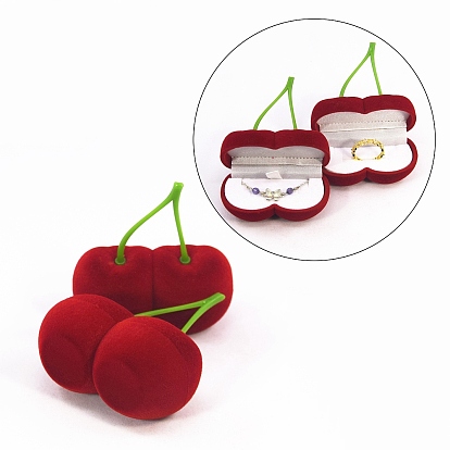 Подарочные коробки с бархатными кольцами на День святого Валентина в форме вишни, футляр для хранения ювелирных изделий для колец, 