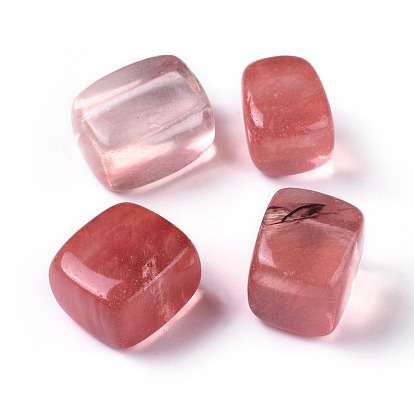 Cuarzo de la cereza perlas de vidrio, cubo, sin agujero / sin perforar