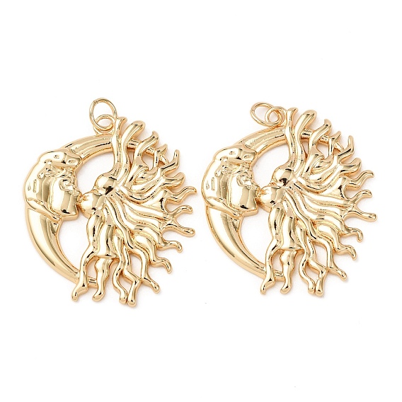 Латунные подвески, Вс & луна, без кадмия и без свинца, стойки покрытие, долговечный, с целью перехода в кольце