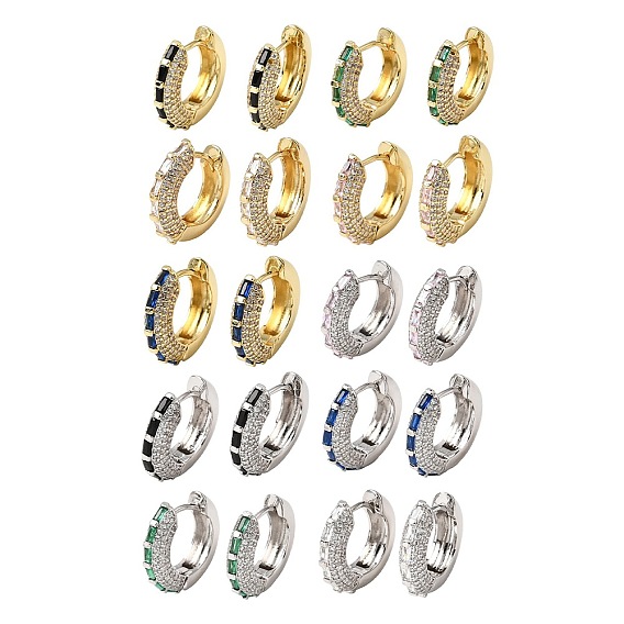 Micro cuivres ouvrent zircons boucles d'oreilles, sans plomb et sans cadmium, crémaillère plaquage, plaqué longue durée, plaqué or véritable 18k/platine