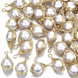 ABS Plastic Imitation Pearl Wire Wrapped Pendants, with Light Gold Plated Brass Wire, Teardrop