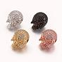 Brass Micro Pave Cubic Zirconia Beads, Skull