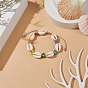 Natural Cowrie Shell & Glass Seed Flower Braided Bead Bracelets for Women