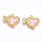 304 подвески из нержавеющей стали с эмалированными стразами, сердце с бантом, ионное покрытие (ip), реальный 18 k позолоченный