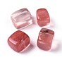 Cherry Quartz Glass Beads, Cube, No Hole/Undrilled
