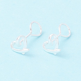 Tiny Hollow Heart 999 Fine Silver Stud Earrings, Exquisite Minimalist Earrings for Girl Women