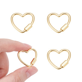 4шт. латунные винтовые карабины-замки-брелки, для изготовления ожерелий, сердце