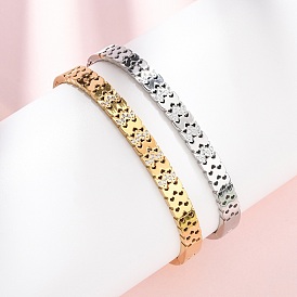 304 Шарнирные браслеты из нержавеющей стали с микропаве из кубических цирконий для женщин, бабочка