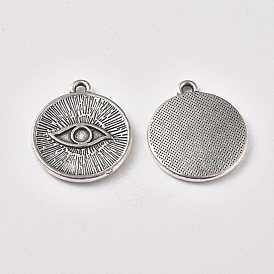 Colgantes de la aleación de estilo tibetano, plano y redondo con ojo
