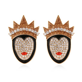 Sparkling Crown Queen Earrings with Unique Halloween Oil Drop Design