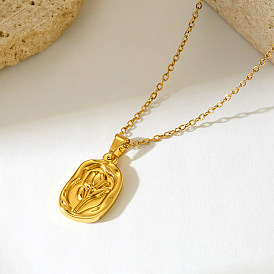 201 collares con colgante de acero inoxidable para mujer, real 18 k chapado en oro