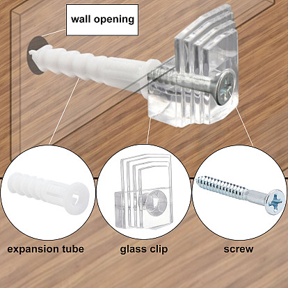CHGCRAFT 64Sets Plastic Mirror Hanging Kit, with Iron Screw and Wall Anchors, for Fixing Mirror Cabinet Door
