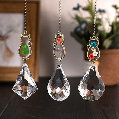 Crystal Glass Sun Catcher Pendant, Rainbow Maker, DIY Garden & Home Decoration, Cat Shape