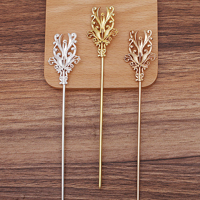 Alloy Flower Hair Sticks, with Iron Stick and Loop, Long-Lasting Plated Hair Accessories for Women